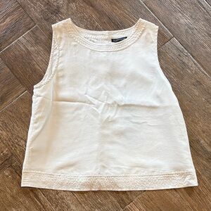 Eileen Fisher Cream Sleeveless Cotton Tank